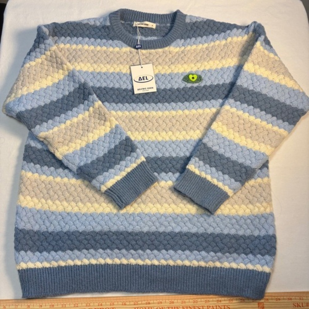 Aelfric Eden Stripe Knit Sweater Blue Size M New MSRP $85